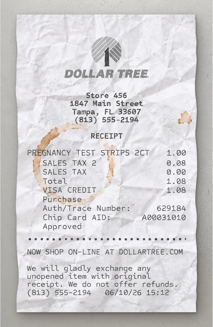 Anteprima dello scontrino Dollar Tree