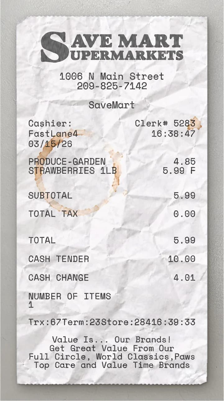 Anteprima dello scontrino Save Mart Supermarkets