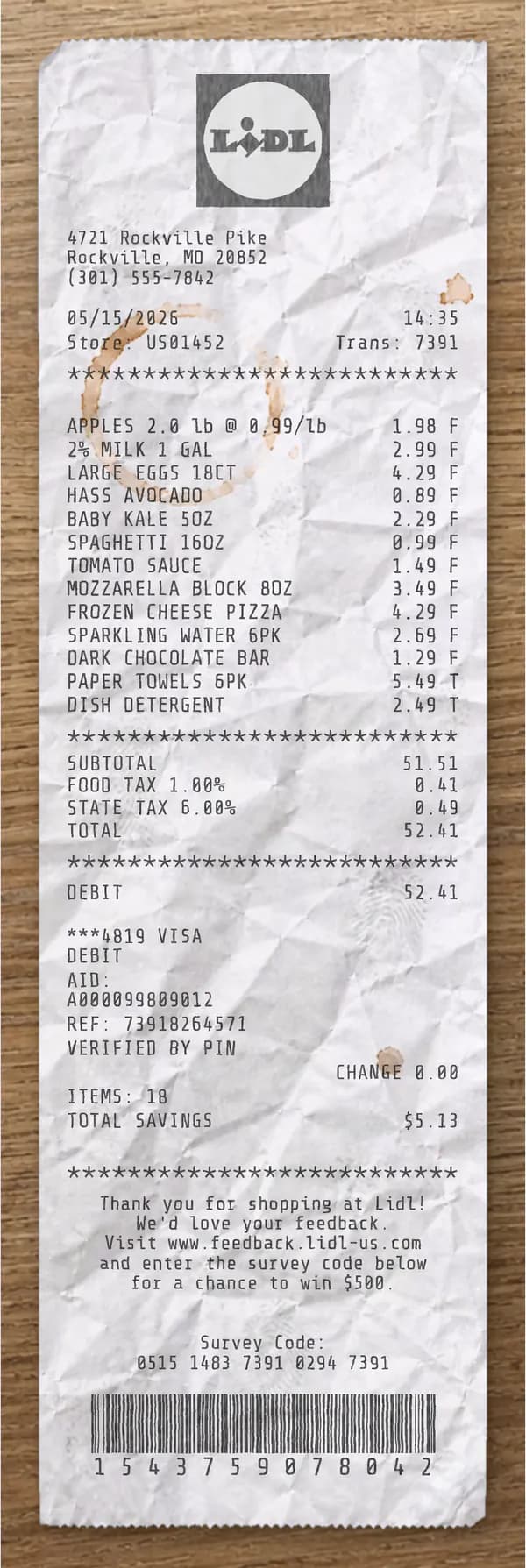 Anteprima dello scontrino LIDL