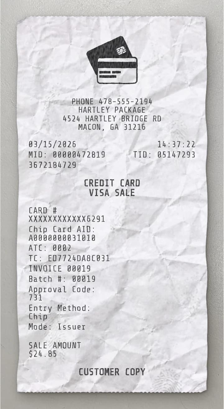 Anteprima dello scontrino Carta di Credito