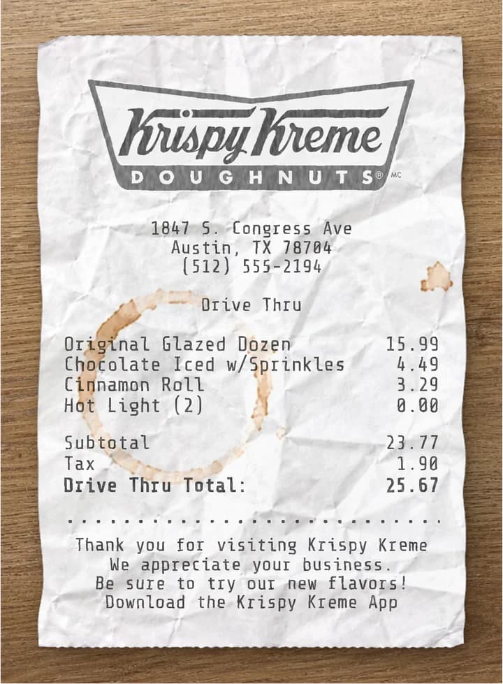 Anteprima dello scontrino Krispy Kreme