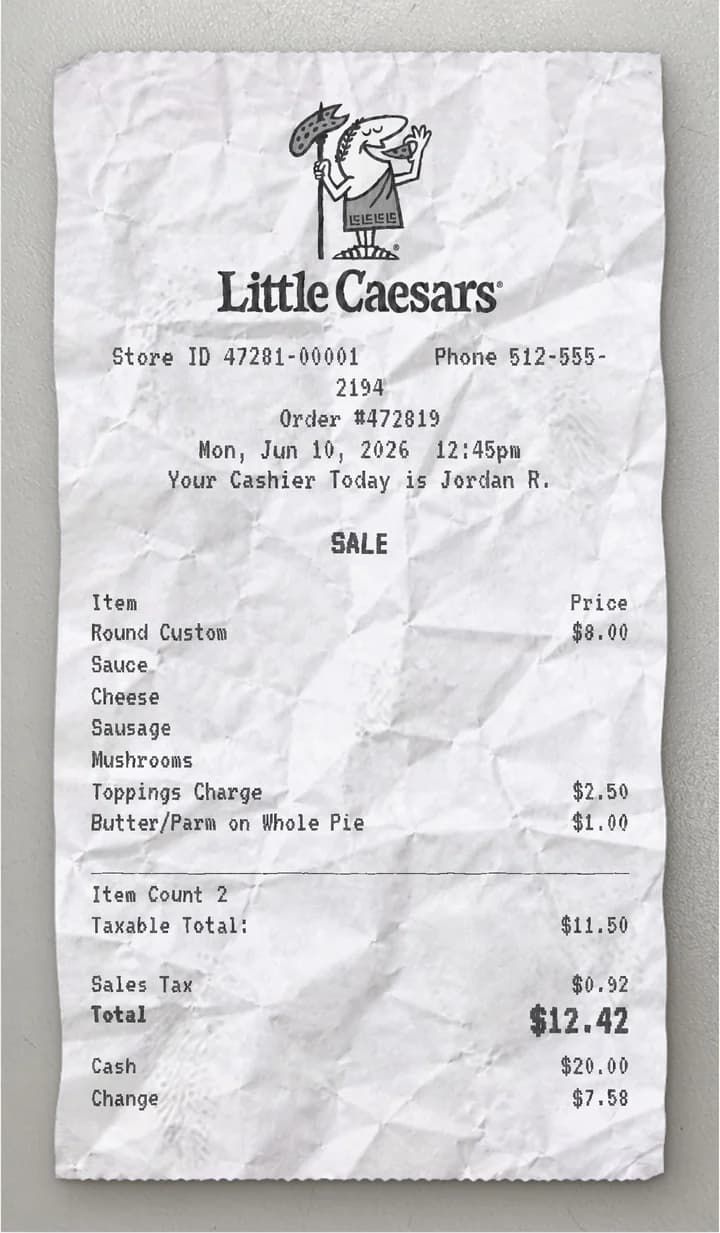 Anteprima dello scontrino Little Caesars