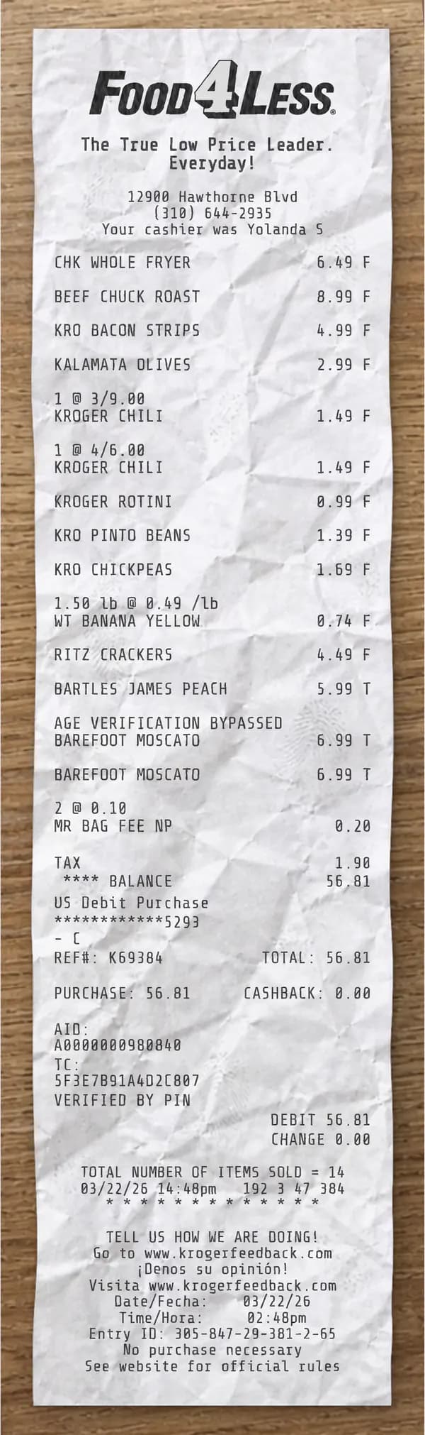 Anteprima del modello di scontrino Food4Less