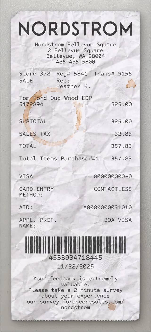 Anteprima dello scontrino Nordstrom