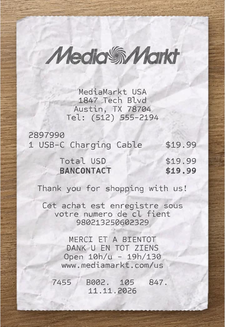 Anteprima dello scontrino MediaMarkt