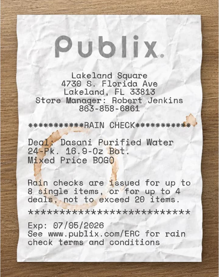 Anteprima dello scontrino Publix
