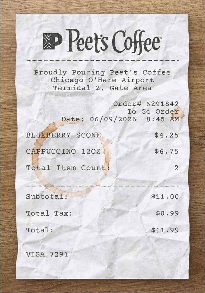 Anteprima dello scontrino Peet's Coffee
